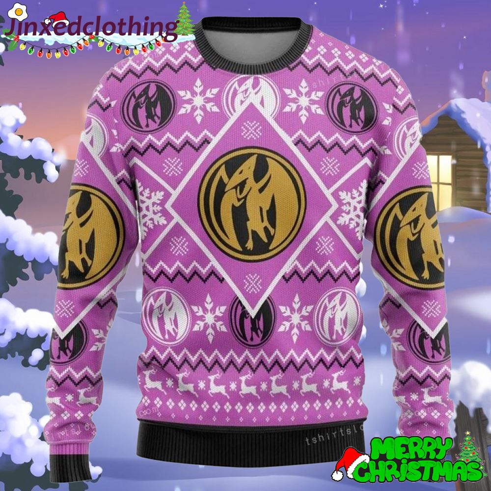 Mighty Morphin Power Ranger Pink Ugly Sweater 